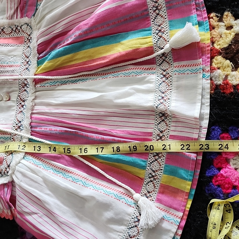 Colorful Striped Ruffle Blouse - Picture 6 of 7